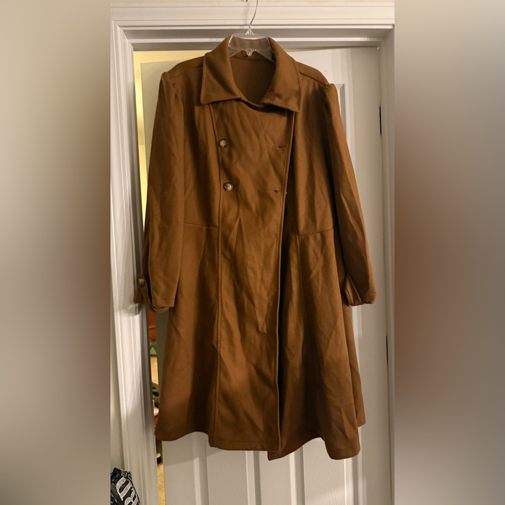 Pre-Owned Brown SHEIN Chiquease Button Front Double Breasted Overcoat